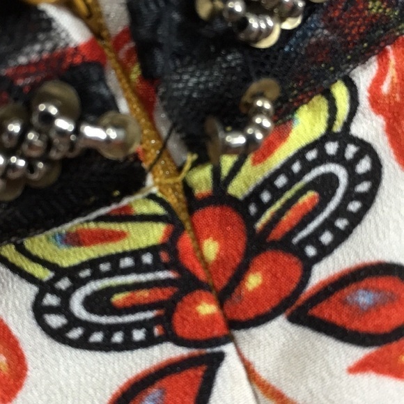 MISSLOOK Dress Yellow & Orange Beaded neck Large - Picture 6 of 13